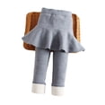 thumbnail image 1 of Ougyinr Girls Fleece Leggings Pants With Skirt for Kids Baby,Toddler Thick Tights for Girls,Solid Color Full Length Soft Pants (Grey/Black/)for 1-10Y, 1 of 6
