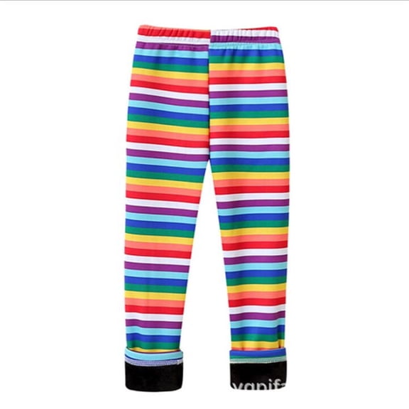 Ougyinr Girls Printed Fleece Lined Leggings for Kids Toddler Baby Thick Thermal Tights Warm Ankle Length Pants Winter Clothes for 12M-8T