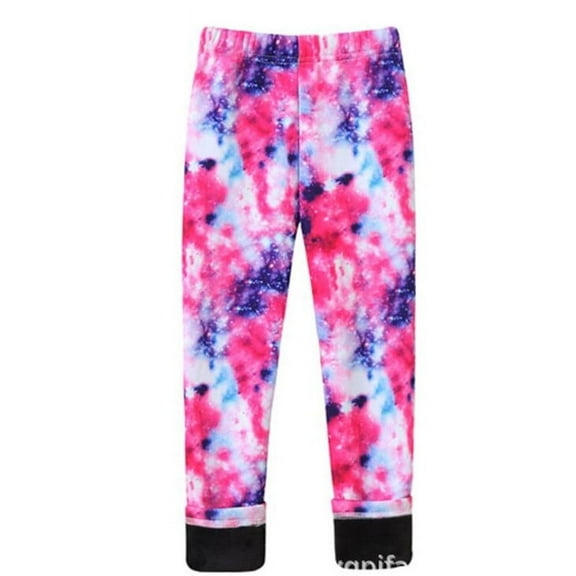 Ougyinr Girls Printed Fleece Lined Leggings for Kids Toddler Baby Thick Thermal Tights Warm Ankle Length Pants Winter Clothes for 12M-8T