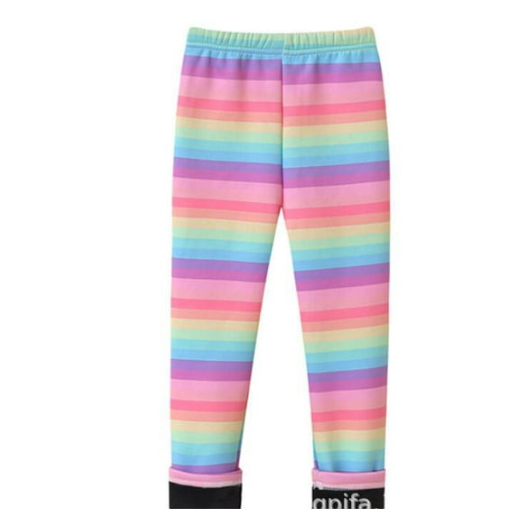 Ougyinr Girls Printed Fleece Lined Leggings for Kids Toddler Baby Thick Thermal Tights Warm Ankle Length Pants Winter Clothes for 12M-8T