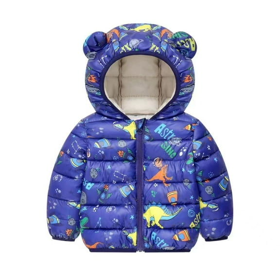 Ougyinr Kids Baby Fall Winter Hooded Puffer Jackets Coats for Boys Girls   Warm Hooded Puffer Outerwear Toddler Light Water-Resistant  Kid Puffer Jacket Winter Outwear 1-6T