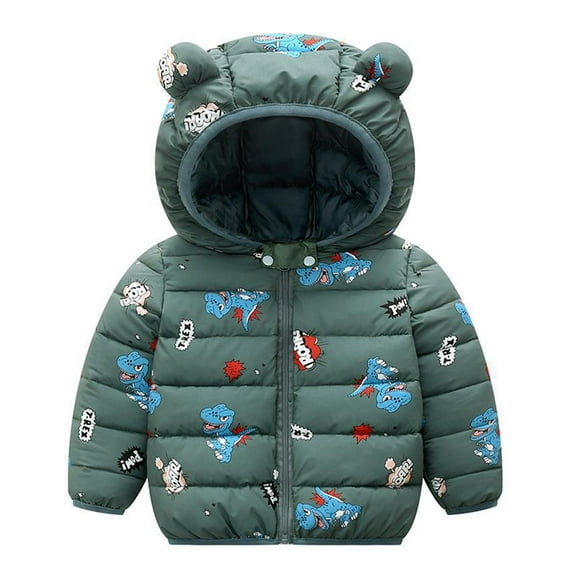 Ougyinr Kids Baby Fall Winter Hooded Puffer Jackets Coats for Boys Girls   Warm Hooded Puffer Outerwear Toddler Light Water-Resistant  Kid Puffer Jacket Winter Outwear 1-6T