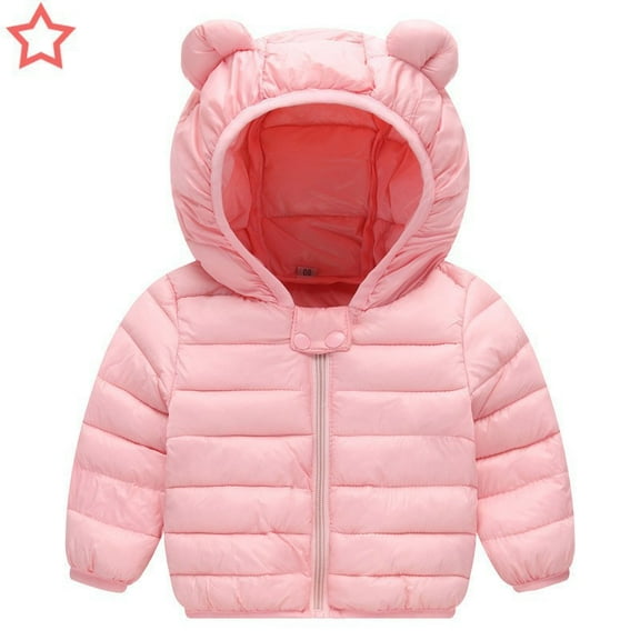 Ougyinr Kids Baby Fall Winter Hooded Puffer Jackets Coats for Boys Girls   Warm Hooded Puffer Outerwear Toddler Light Water-Resistant  Kid Puffer Jacket Winter Outwear 1-6T