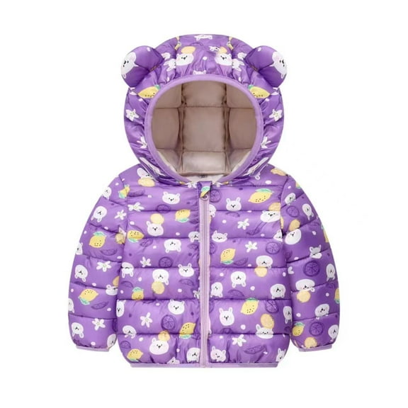 Ougyinr Kids Baby Fall Winter Hooded Puffer Jackets Coats for Boys Girls   Warm Hooded Puffer Outerwear Toddler Light Water-Resistant  Kid Puffer Jacket Winter Outwear 1-6T