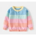 thumbnail image 1 of Ougyinr Kids Baby Girls Knit Cardigan Button Sweater Little Girls Coat Winter Ainbow Striped Sweater Thicken Outerwear Child Warm Jacket, 1 of 6