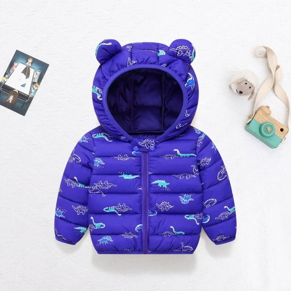 Ougyinr Kids Baby Winter Coats for Boys Girls Light Puffer Padded Jacket with Hoods Infant Toddler Down Outerwear Cute Lightweight Jacket for 12 Months-5 Years
