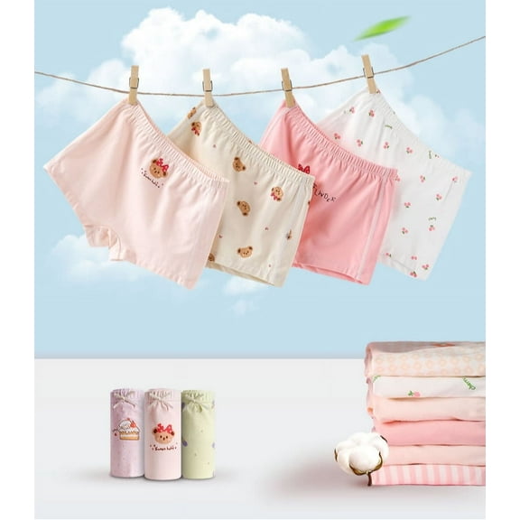 Ougyinr Kids Boxer Brief Underwear for Boys Girls,4-11 Years Boxer Briefs Panties Cartoon Boxer Underwear Cotton Briefs Breathable (4 Pack/3 Pack)