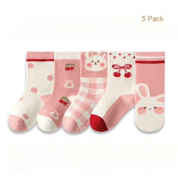Ougyinr Kids Girls Socks Toddler Socks Baby Socks Cotton Socks Breathable Socks Cute Cartoon Socks for 1-12 Years Children