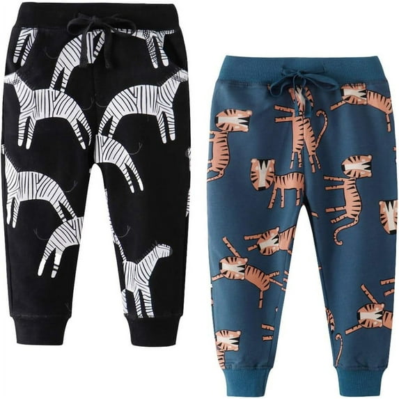Ougyinr Kids Toddler Jogger Pants Sweatpants for Boys Casual Pants Little Boys Drawstring Elastic Solid Cotton Casual Sweatpants for 2-7Y