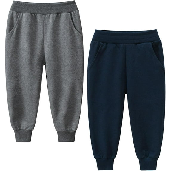 Ougyinr Kids Toddler Jogger Pants Sweatpants for Boys Casual Pants Little Boys Drawstring Elastic Solid Cotton Casual Sweatpants for 2-7Y