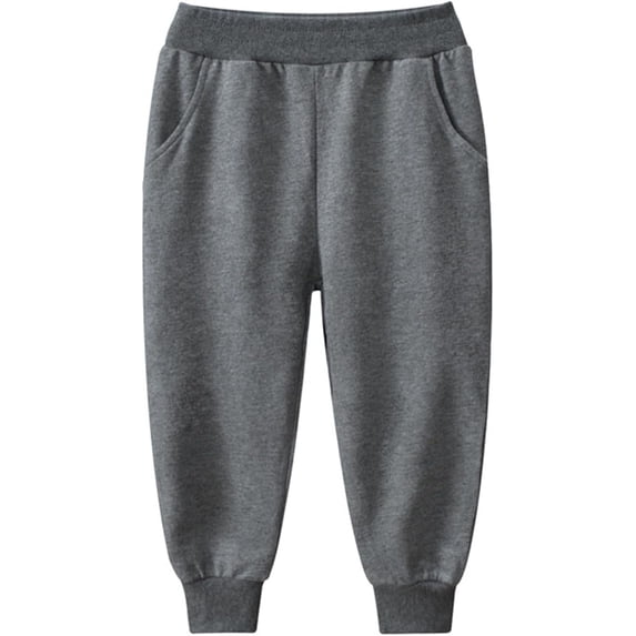 Ougyinr Kids Toddler Jogger Pants Sweatpants for Boys Casual Pants Little Boys Drawstring Elastic Solid Cotton Casual Sweatpants for 2-7Y