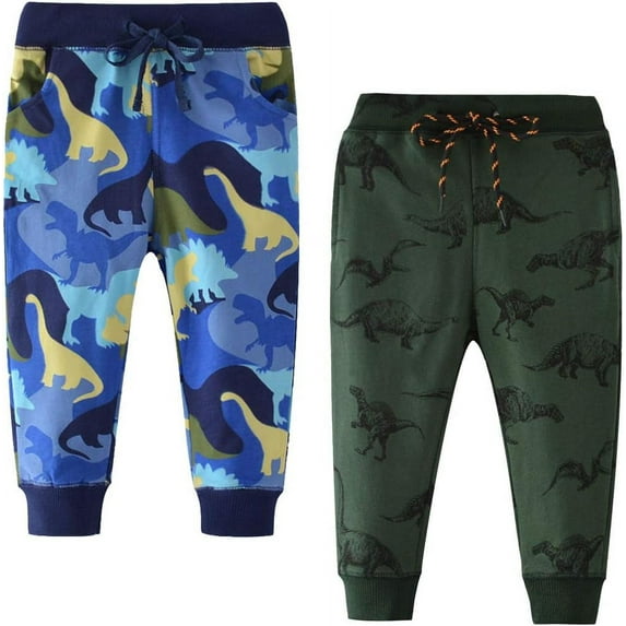 Ougyinr Kids Toddler Jogger Pants Sweatpants for Boys Casual Pants Little Boys Drawstring Elastic Solid Cotton Casual Sweatpants for 2-7Y