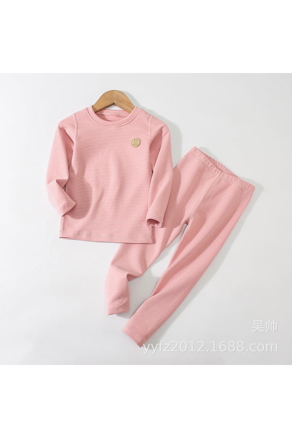 Kids Toddler Thermal Underwear Set for Boys Girls Autumn Soft 2Pcs Long Johns Sets Stripes Winter Thermal Top and Bottom Set for 2-14 Years Old
