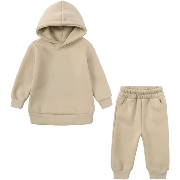 Ougyinr Kids Youth 2Pcs Fleece Sweatsuit Set Hooded Pullover Tracksuit for Boys Girls Sweatshirt + Pants Toddler Outfits Set for 24M-13Y