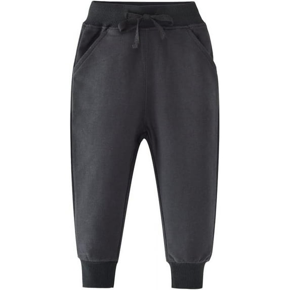 Ougyinr Little Boys Jogger Pants Sweatpants Kids Toddler Boys' Casual Pants Drawstring Elastic Solid Cotton Casual Sweatpants for 2-7Y