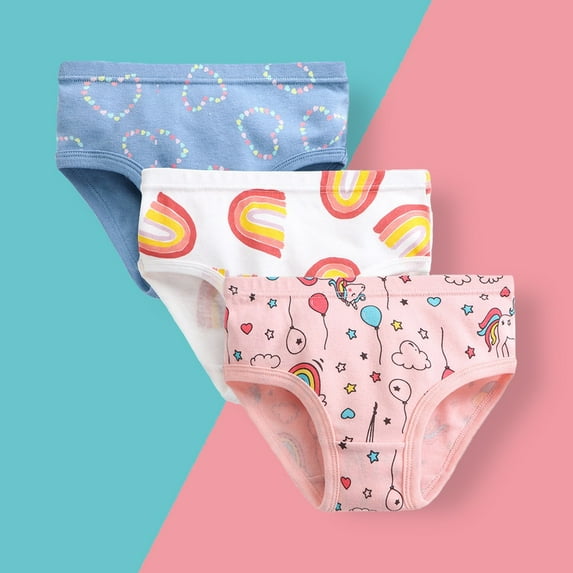 Ougyinr Little Girls Briefs Toddler Kids Girls Underwear Soft Cotton Undies Shorts Set (Pack of 3)