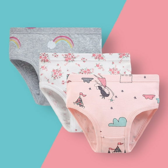 Ougyinr Little Girls Briefs Toddler Kids Girls Underwear Soft Cotton Undies Shorts Set (Pack of 3)
