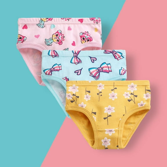 Ougyinr Little Girls Briefs Toddler Kids Girls Underwear Soft Cotton Undies Shorts Set (Pack of 3)