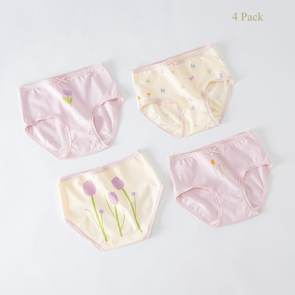 Ougyinr  Little Girls' Soft Cotton Underwear Kids Cool Breathable Comfort Panty Briefs Toddler Undies(Pack of 4)