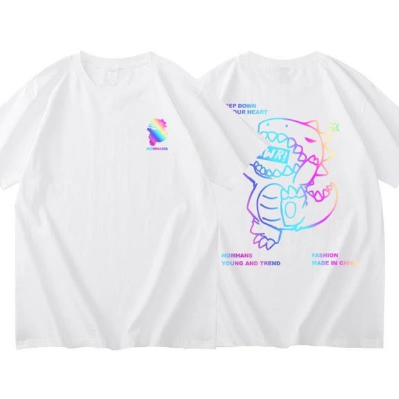 Ougyinr Men's Women's Cotton T Shirts Women Women Fashion Reflective Butterfly Print Tee Short Sleeved T Shirt Loose Top Boys  Girls T Shirts Loose,S-4XL