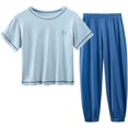 thumbnail image 1 of Ougyinr Ougyinr Boys Girls Pajama Set for Kids Teen  Soft Modal Sleepwear Pj Set Spring Autumn Pajama for 5-14 Years, 1 of 8