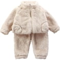 thumbnail image 1 of Ougyinr Toddler Baby Fleece Pullover Tops Pants Set Newborn Winter Warm Sweatshirt Pants 2pcs Set With Bear Warm Outfits, 1 of 10