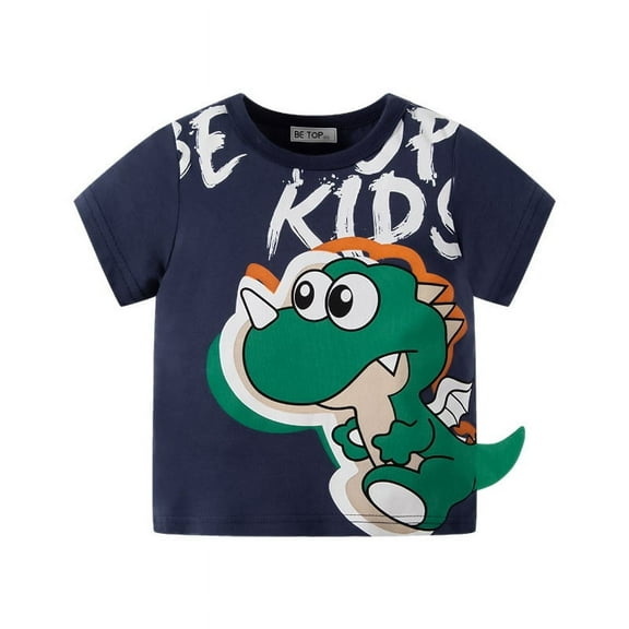 Ougyinr Toddler Baby T Shirt Summer T Short Sleeve Tees for Boys,Kids Dinosaur Printed Tees Soft Breathable Shirt Tops (1-6 Years)