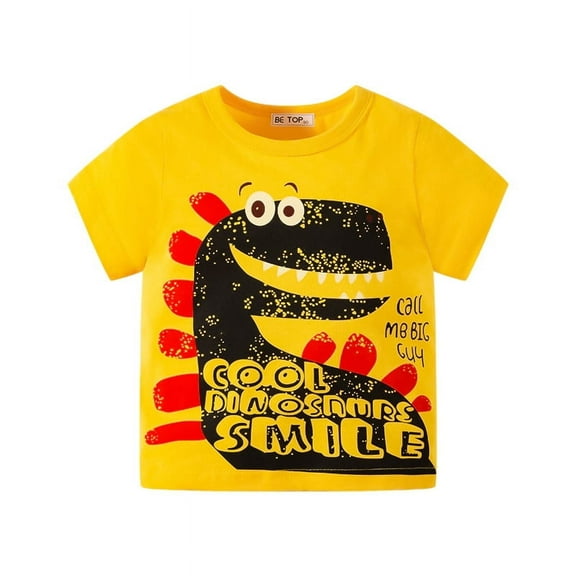 Ougyinr Toddler Baby T Shirt Summer T Short Sleeve Tees for Boys,Kids Dinosaur Printed Tees Soft Breathable Shirt Tops (1-6 Years)