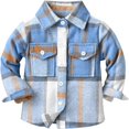 thumbnail image 1 of Ougyinr Toddler Kids Plaid Flannel Shirts Jacket for Boys Girls Long Sleeve Lapel Button Down  Fall Top Outerwear for Kids, 1 of 8