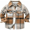 thumbnail image 1 of Ougyinr Toddler Kids Plaid Flannel Shirts Jacket for Boys Girls Long Sleeve Lapel Button Down  Fall Top Outerwear for Kids, 1 of 6