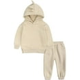thumbnail image 1 of Ougyinr Youth Kids 2Pcs Fleece Sweatsuit Set Hooded Pullover Tracksuit for Boys Girls Sweatshirt + Pants Toddler Outfits Set for 24M-13Y, 1 of 9