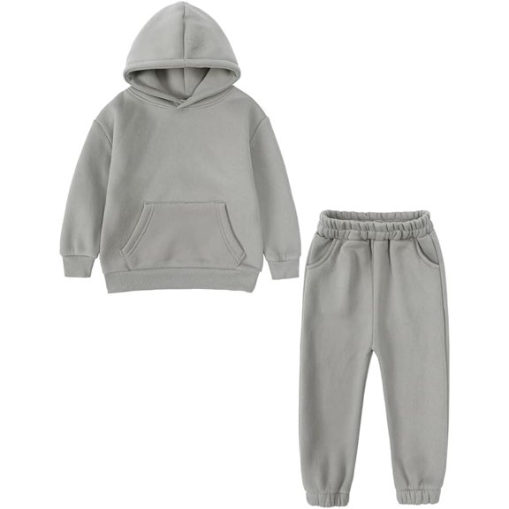 Ougyinr Youth Kids 2Pcs Fleece Sweatsuit Set Hooded Pullover Tracksuit for Boys Girls Sweatshirt   Pants Toddler Outfits Set for 24M-13Y