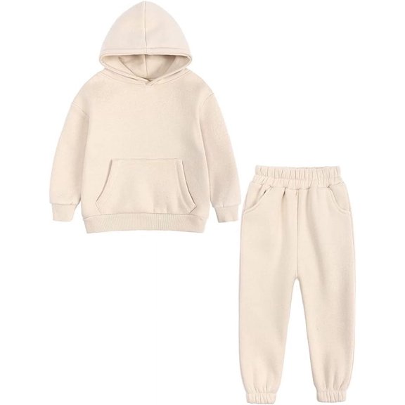 Ougyinr Youth Kids 2Pcs Fleece Sweatsuit Set Hooded Pullover Tracksuit for Boys Girls Sweatshirt   Pants Toddler Outfits Set for 24M-13Y