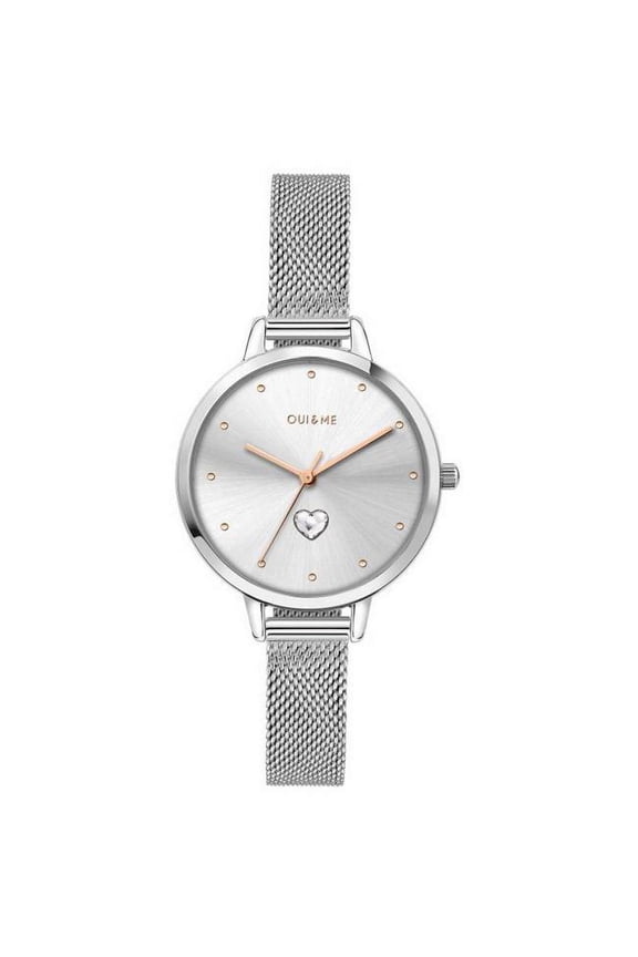 Petite Amourette Silver Sunray Dial Stainless Steel Mesh Quartz ME010140 Women's Watch