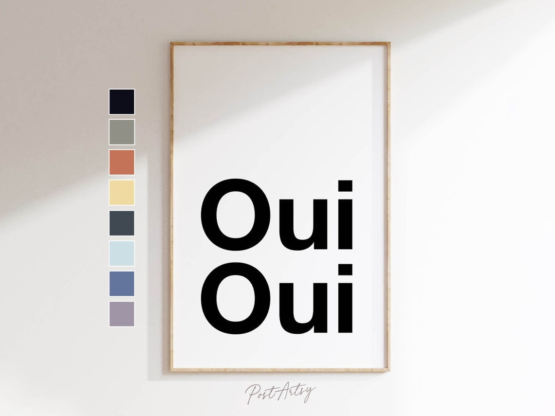 Oui Oui Print Bathroom Art Bathroom Wall Decor Multi Colors Minimalist ...