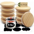thumbnail image 1 of Oui Yogurt Jar Lids, Cymuber Leak Proof Wooden Lids Set with Silicone Sealing Rings, Reusable Natural Bamboo Canning Lids Covers with Bottle Label for 5 Oz Oui Yogurt Jars Storage (10 Pack), 1 of 10