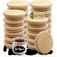 thumbnail image 1 of Oui Yogurt Jar Lids, Cymuber Leak Proof Wooden Lids Set with Silicone Sealing Rings, Reusable Natural Bamboo Canning Lids Covers with Bottle Label for 5 Oz Oui Yogurt Jars Storage (10 Pack), 1 of 10