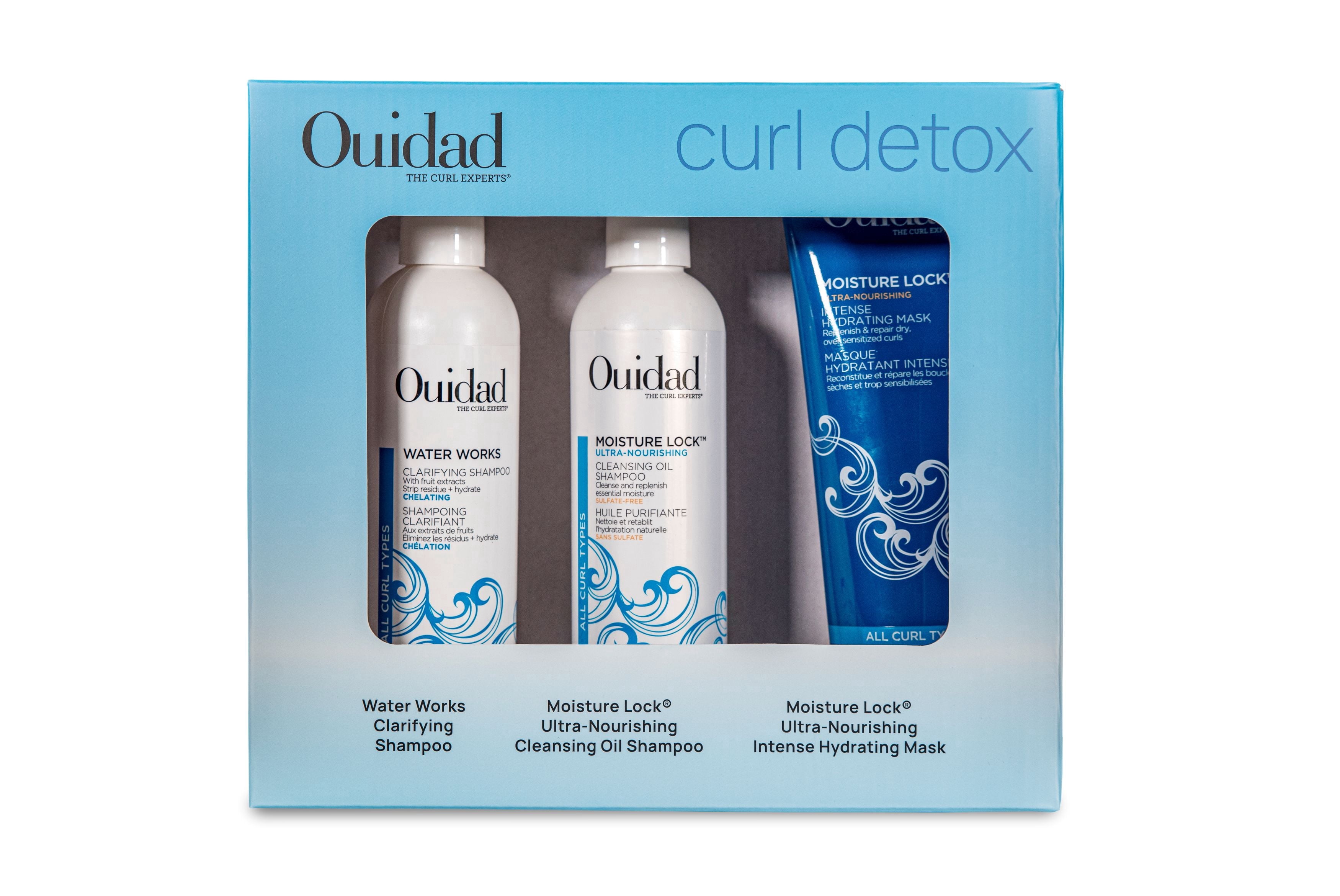 Ouidad Curl Detox - Water Works Clarifying Shampoo, Moisture Lock Ultra-Nourishing Cleansing Oil Shampoo, Moisture Lock Ultra-Nourishing Intense Hydrating Mask