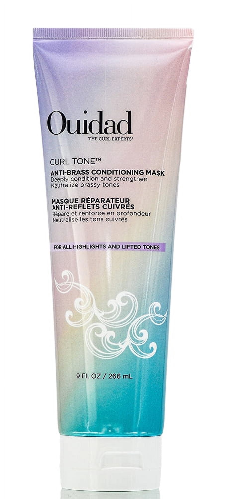 Ouidad Curl Tone Anti-Brass Conditioning Hair Mask, Adds Moisture, Neutralizes Yellow Tones, 9 fl oz