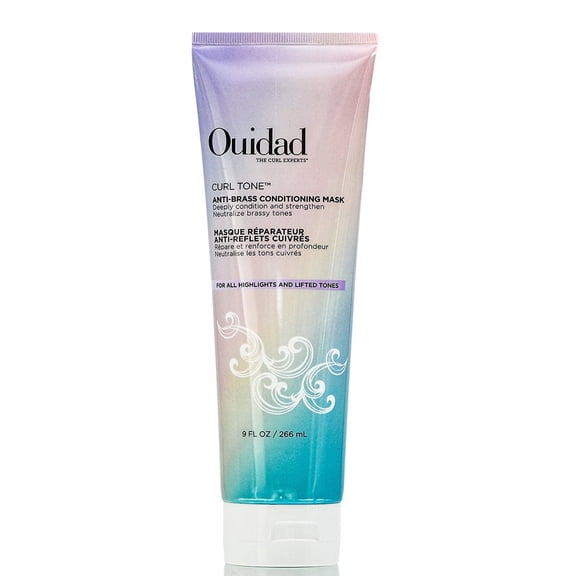 Ouidad Curl Tone Anti-Brass Conditioning Hair Mask, Adds Moisture, Neutralizes Yellow Tones, 9 fl oz