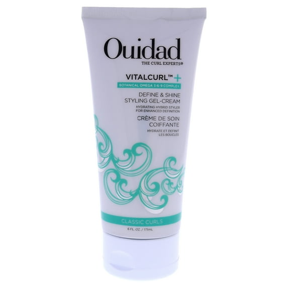 Ouidad VitalCurl+ Define & Shine Styling Cream Gel, Lightweight 2-in-1 Curl Defining Gel Cream, 6 oz