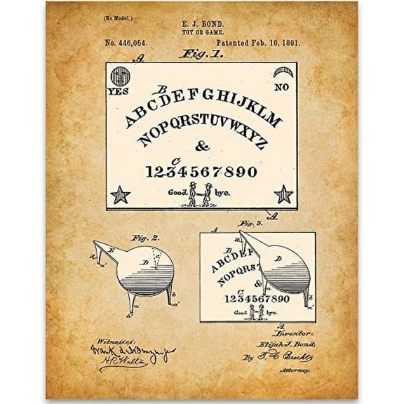 Ouija Board - 11x14 Unframed Patent Print - Great Gift for Lovers of the Occult and Supernatural