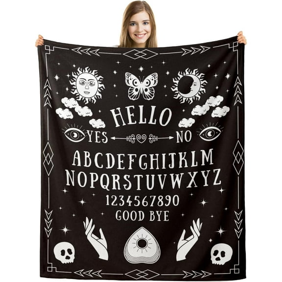 Ouija Board Blanket, Fluffy Blanket for Bed Couch 50x60, Gothic Decor, Witchy Gifts for Women Men, Horror Gifts for Women Men, Halloween Decor, Spooky Gifts, Halloween Blankets and Throws