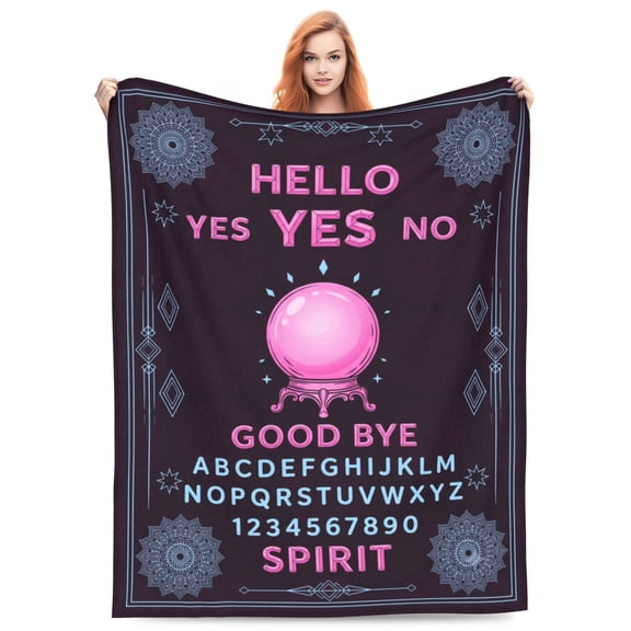 Ouija Board Blanket, Gothic Witch Flannel Throw Blanket, Soft Cozy Spooky Blanket for Sofa, Couch, Bed, Halloween Home Decor Gift 50x40
