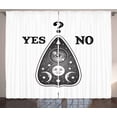 thumbnail image 1 of Ouija Board Curtains 2 Panels Set, Antique Style Mystifying Oracle Yes and No Text and Question Mark, Window Drapes for Living Room Bedroom, 108W X 108L Inches, Black Grey and White, by Ambesonne, 1 of 3