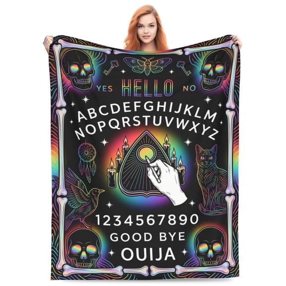Ouija Board Goth Throw Blanket Halloween Blanket, Witch Spooky Flannel Throw Blanket Gift 80x60
