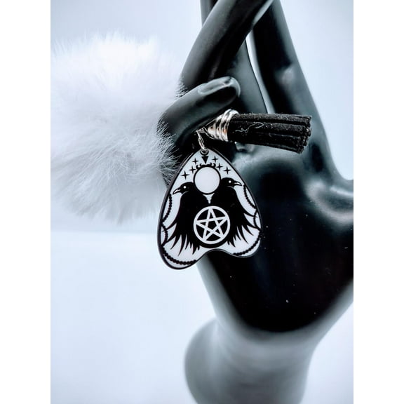 Ouija Board crow Style Keychain With Tassel And Fur charm