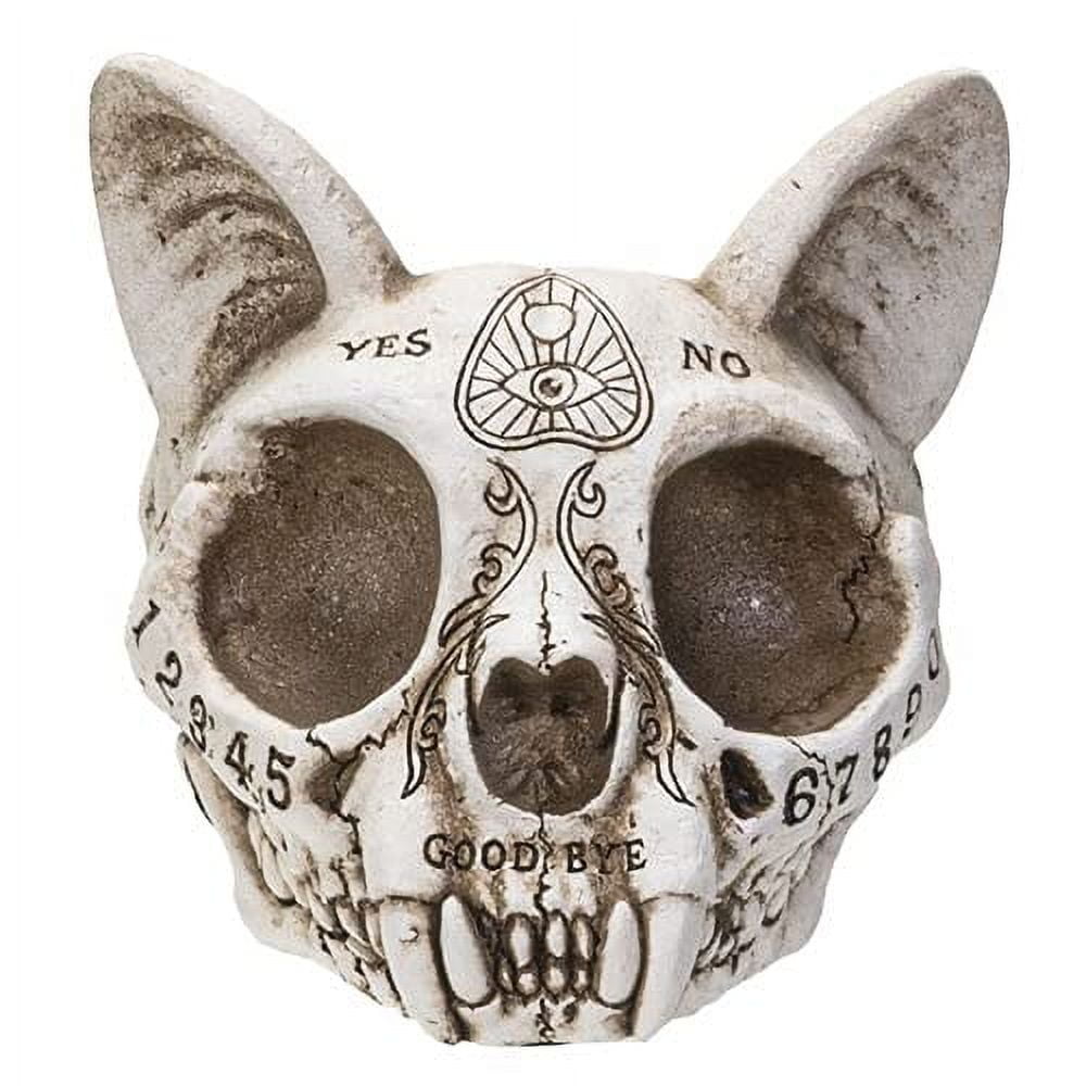 Cream Faux Cat Skull Ashtray with Ouija Detailing