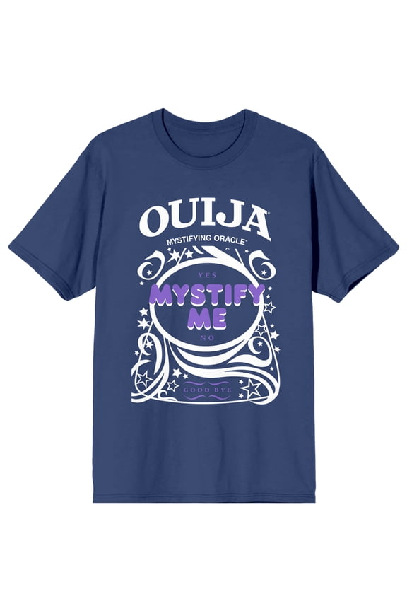 Ouija Game Mystify Me Crew Neck Short Sleeve Navy Women's T-shirt-Small