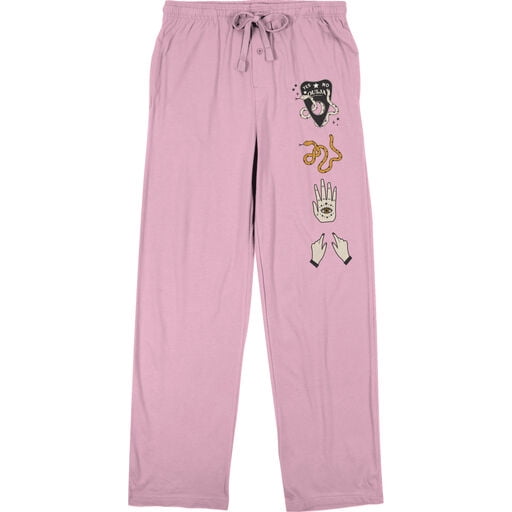 Ouija Planchette Snake & Hand Icons Women’s Cradle Pink Sleep Pajama Pants-XS